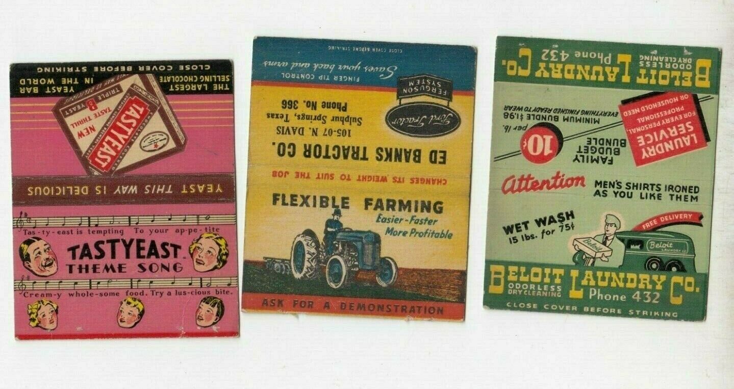 Vintage Matchbook Cover - ED BANKS TRACTOR CO. TEXAS.  40 Strike + 2 others 
