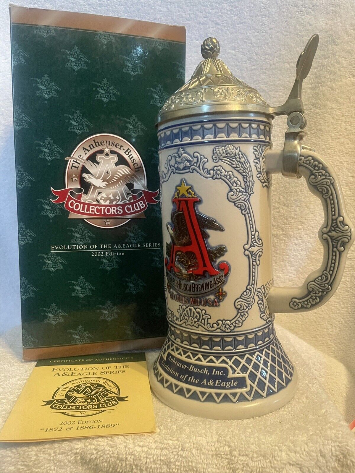 Anheuser Busch 2002 Evolution of the A&Eagle Series 1872@1886-1889 Stein CB23