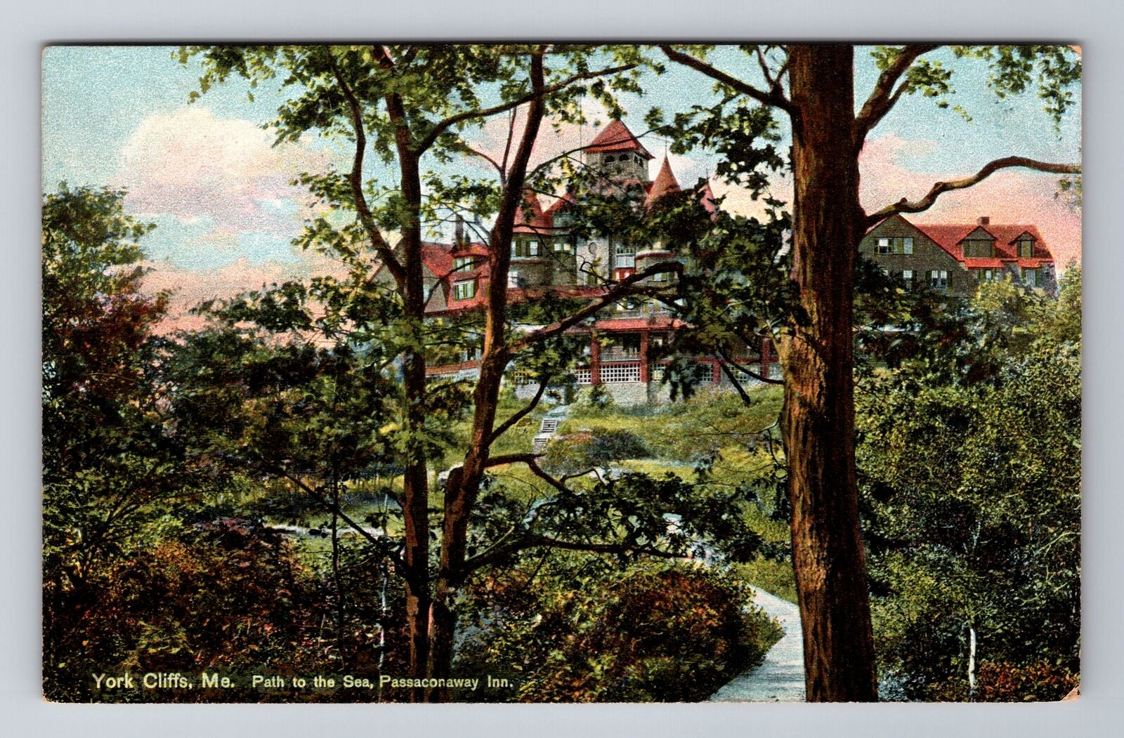 York Cliffs ME-Maine, Path To The Sea, Passaconaway Inn, Vintage Postcard