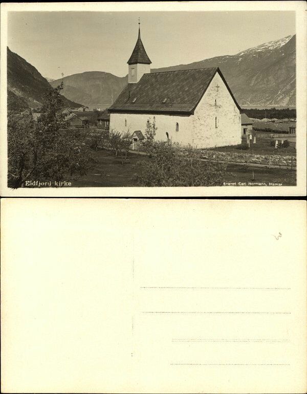 Eidfjord kirke Norway ~ real photo postcard RPPC ~ kirche church