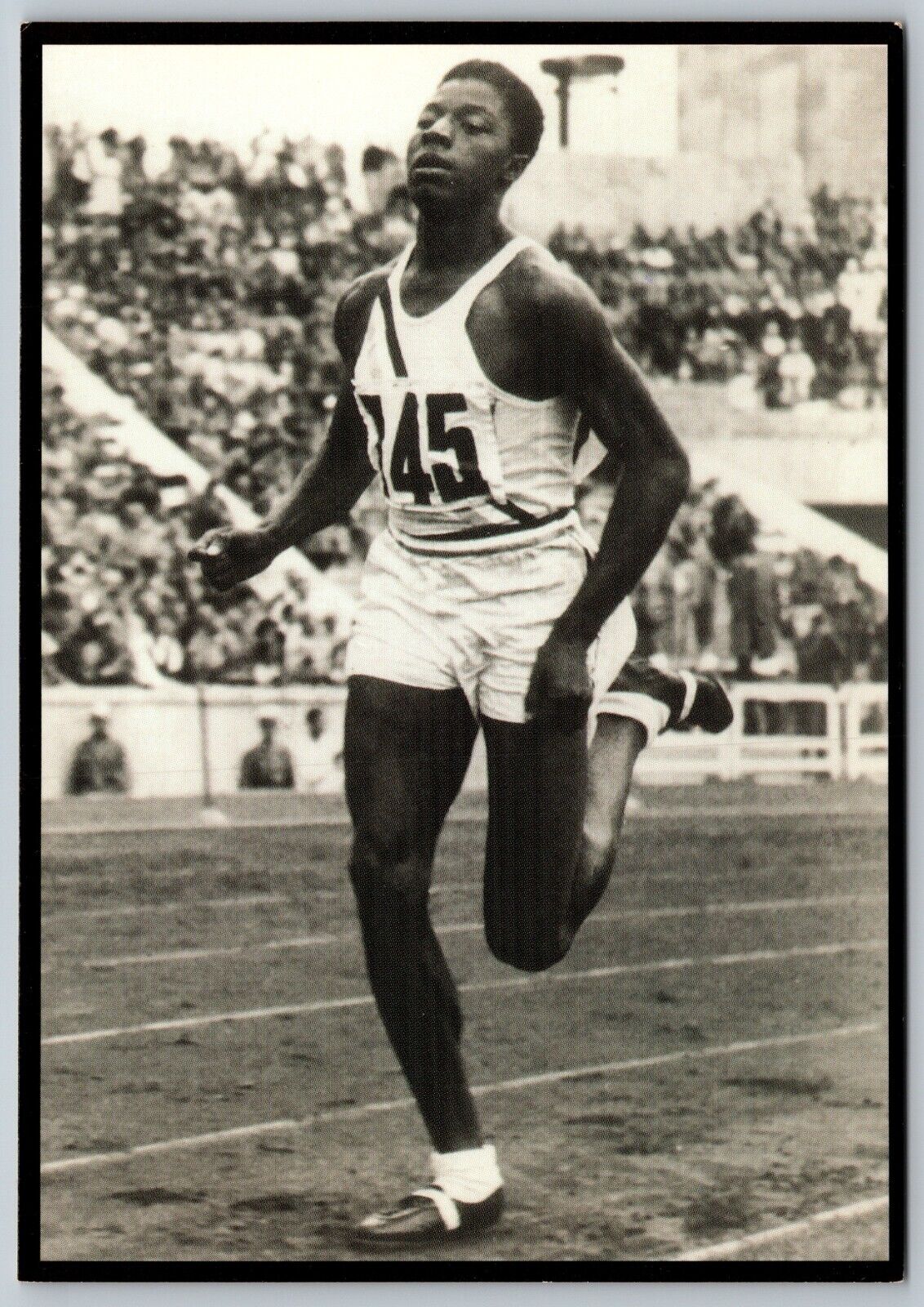 JOHN WOODRUFF  BLACK ATHLETE 1936 NAZI OLYMPICS BERLIN GERMANY 1997 POSTCARD