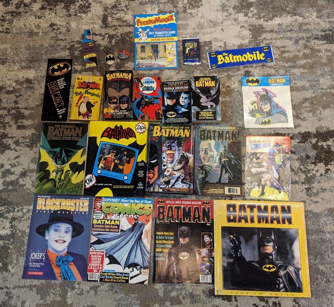 Vintage Batman Memorabilia & Book Lot - Dark Knight - DC Comics 