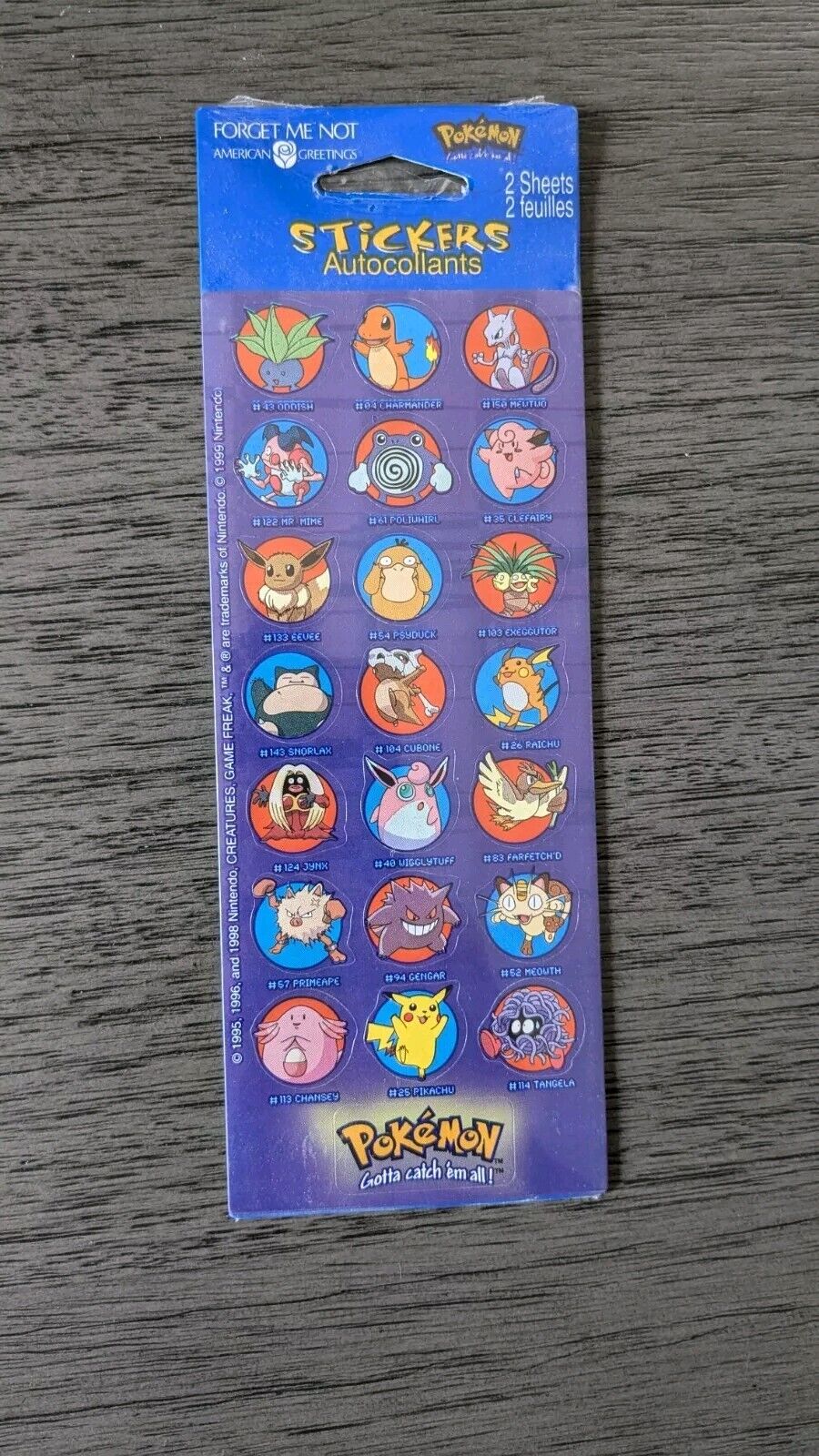 1998 pokemon american greetings forget me not stickers sealed