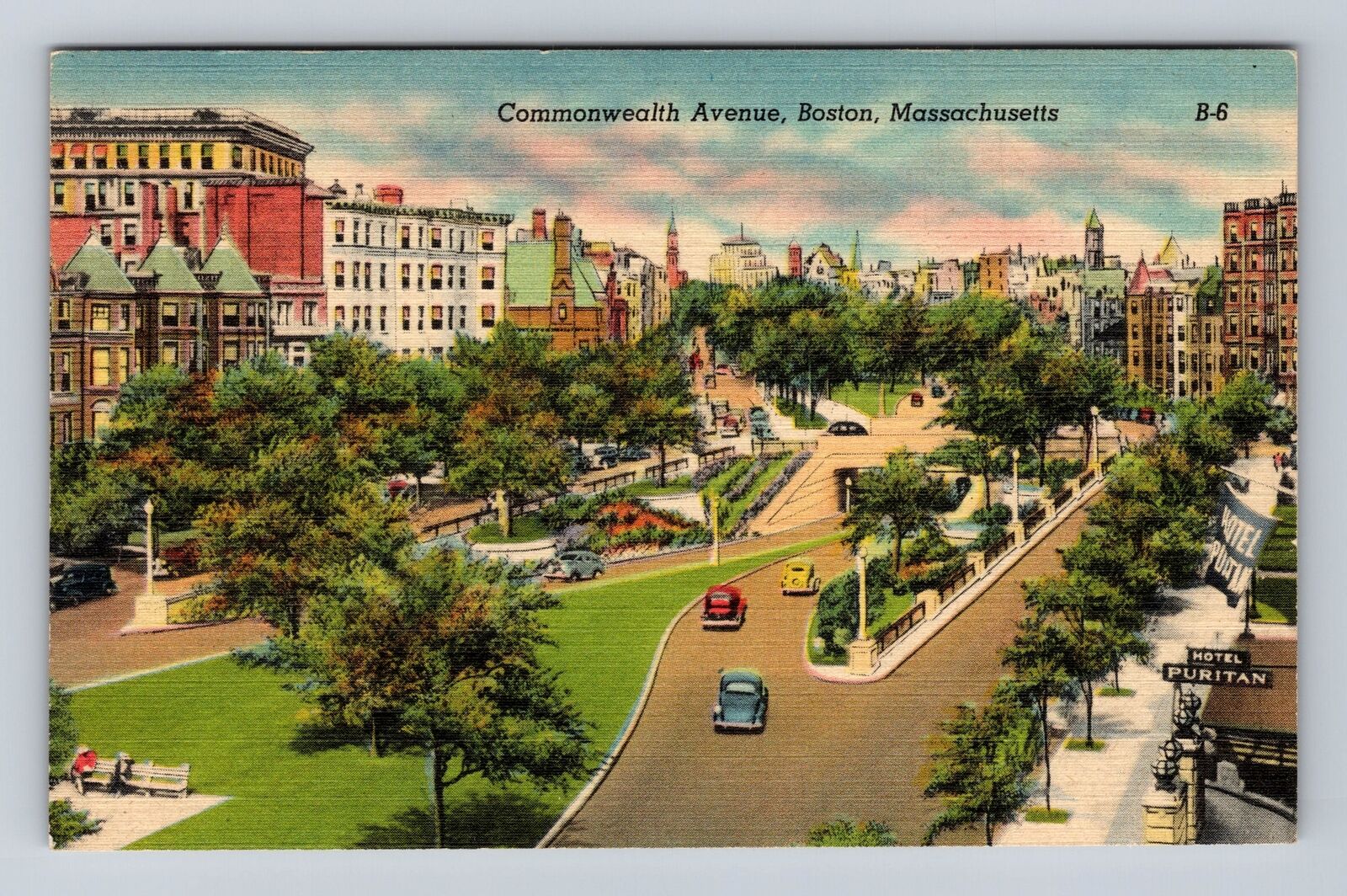 Boston MA-Massachusetts, Aerial Commonwealth Avenue, Advertise Vintage Postcard
