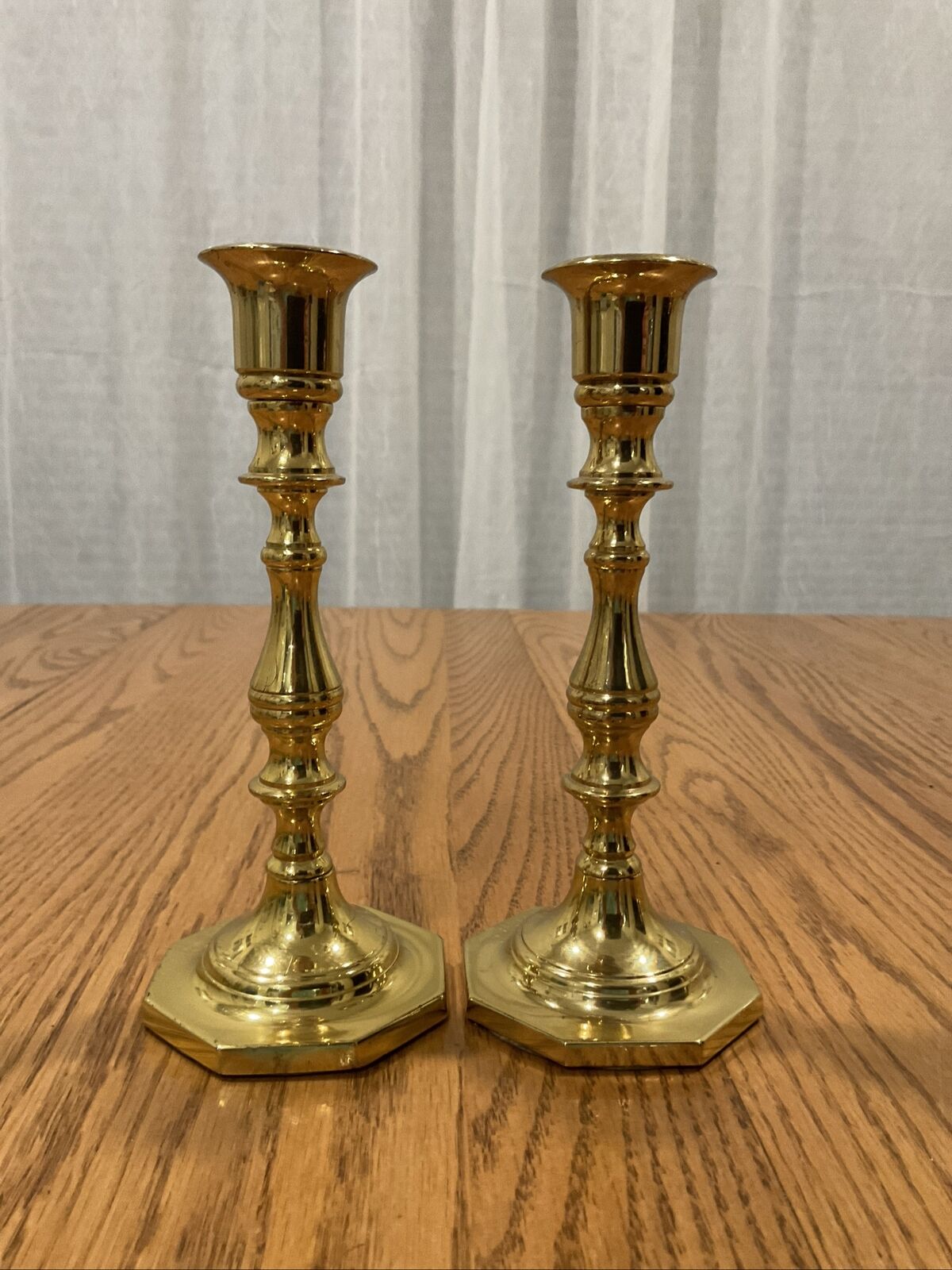 vtg pair of 7 1/4'' tall CAROLINA  CB brass candlesticks 