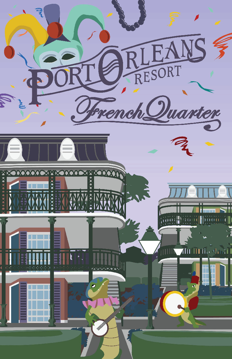 Walt Disney World Port Orleans Resort French Quarter Mardi Gras Poster