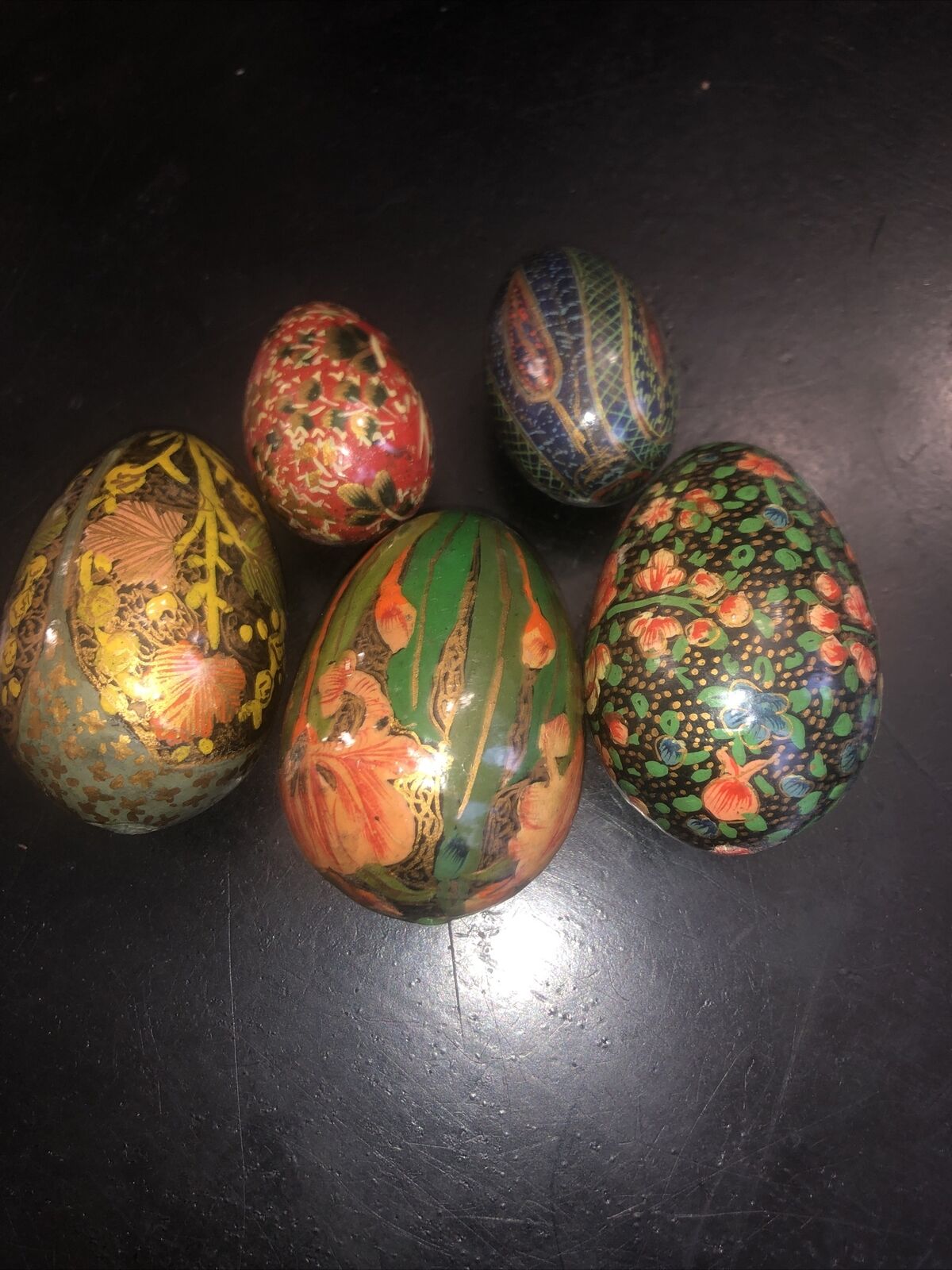 Vintage hand painted wooden easter eggs