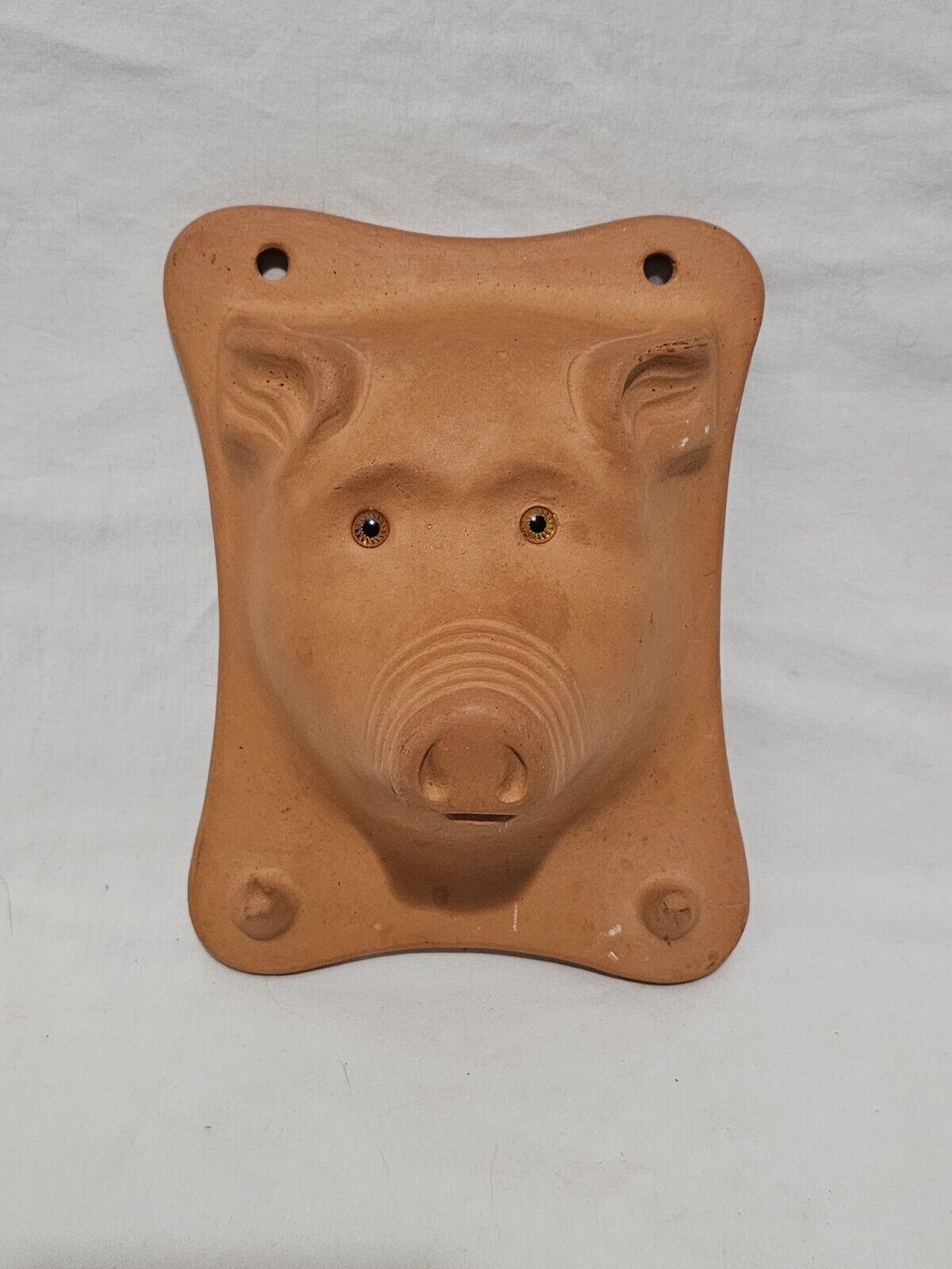 Vintage Terracotta Pigs Head Wall Hanging Plaque 8\
