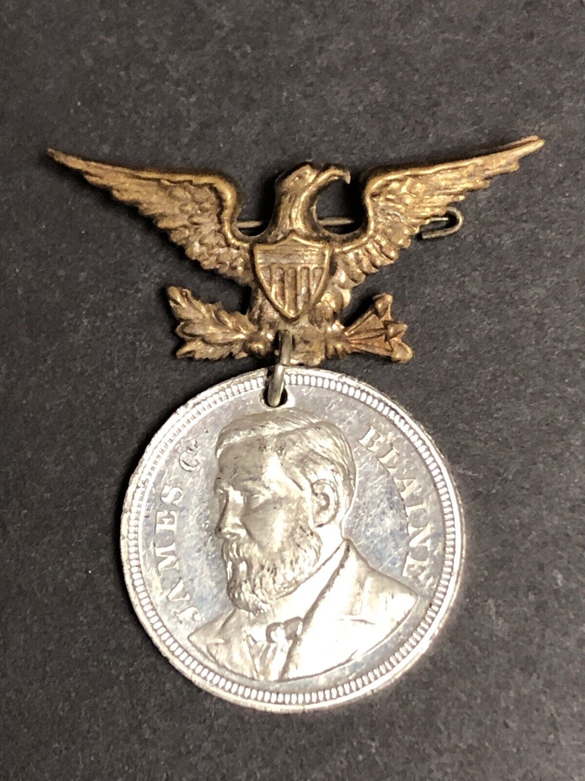 1884 James Blaine Political White Metal Campaign Token/ Medal