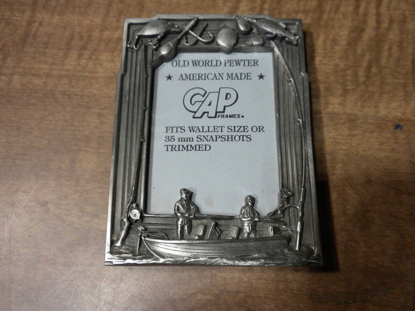 1991 Old World Pewter Great American Products 2x3 Wallet Size BASS Fishing Frame