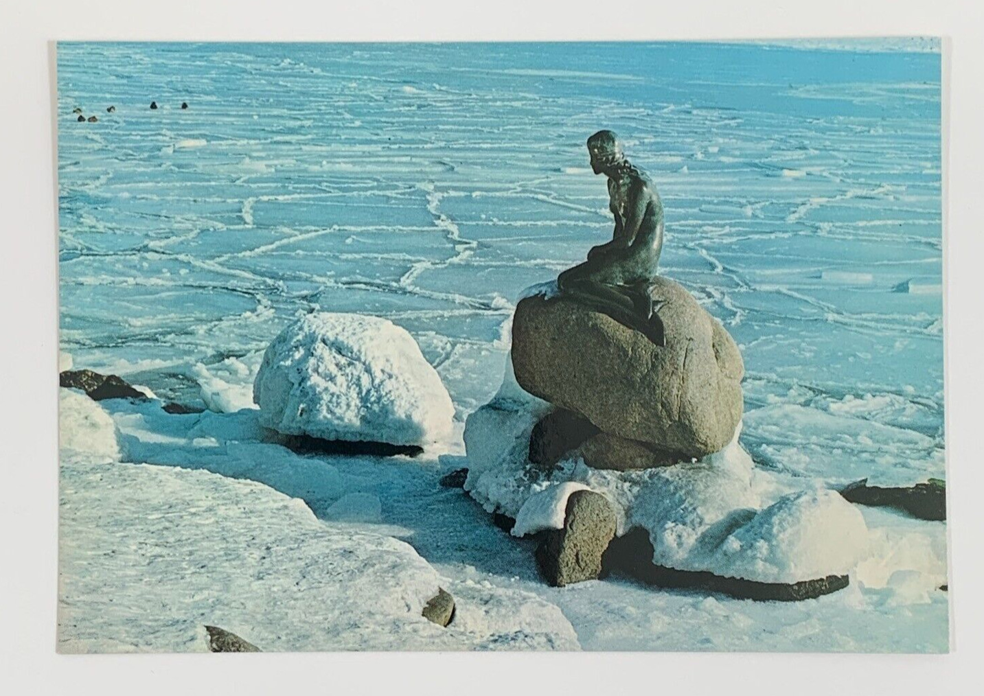 The Little Mermaid in Winter Copenhagen Denmark Postcard Unposted