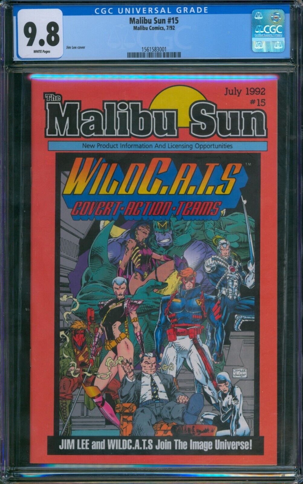 Malibu Sun #15 ⭐ CGC 9.8 ⭐  1st WildCATS - PREDATES ISSUE #1 Jim Lee 1992