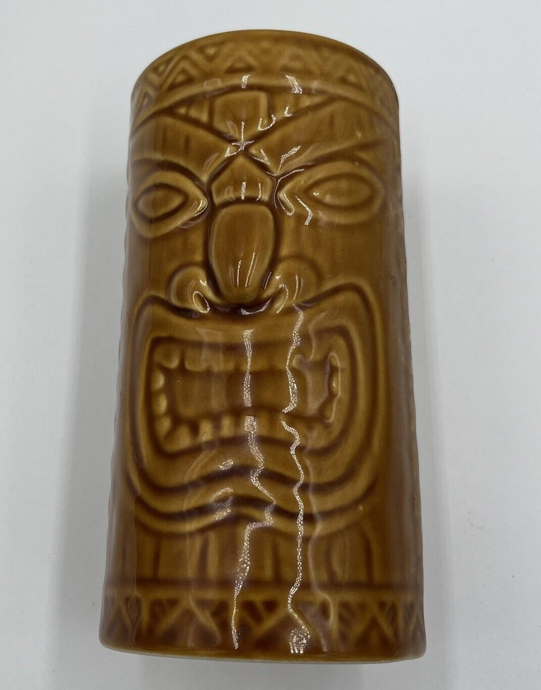 Vintage 2000  Hawaiian Style Tiki Totem Ceramic Bar Glass