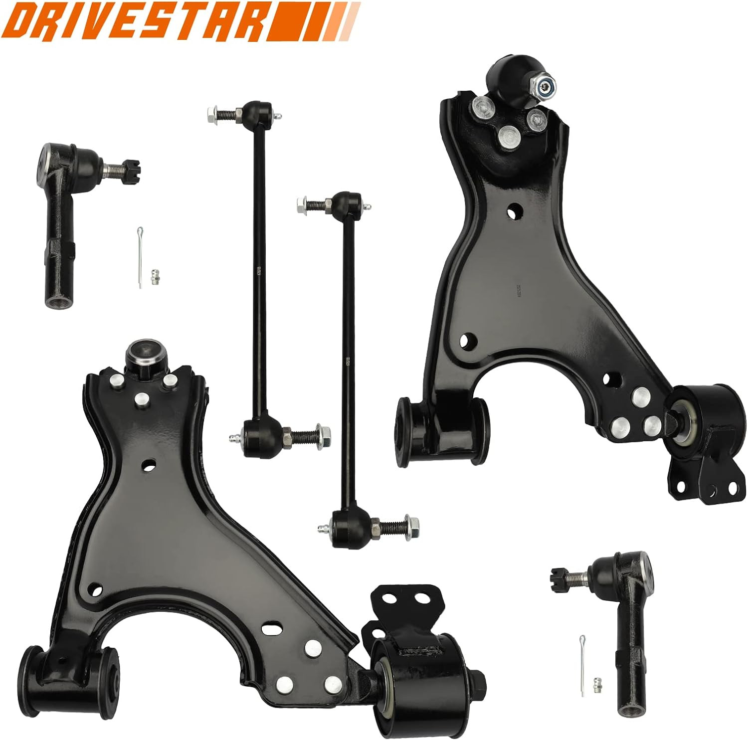 6Pc Set Front Lower Control Arms W/Ball Joints Sway Bars Outer Tie Rods for Buic