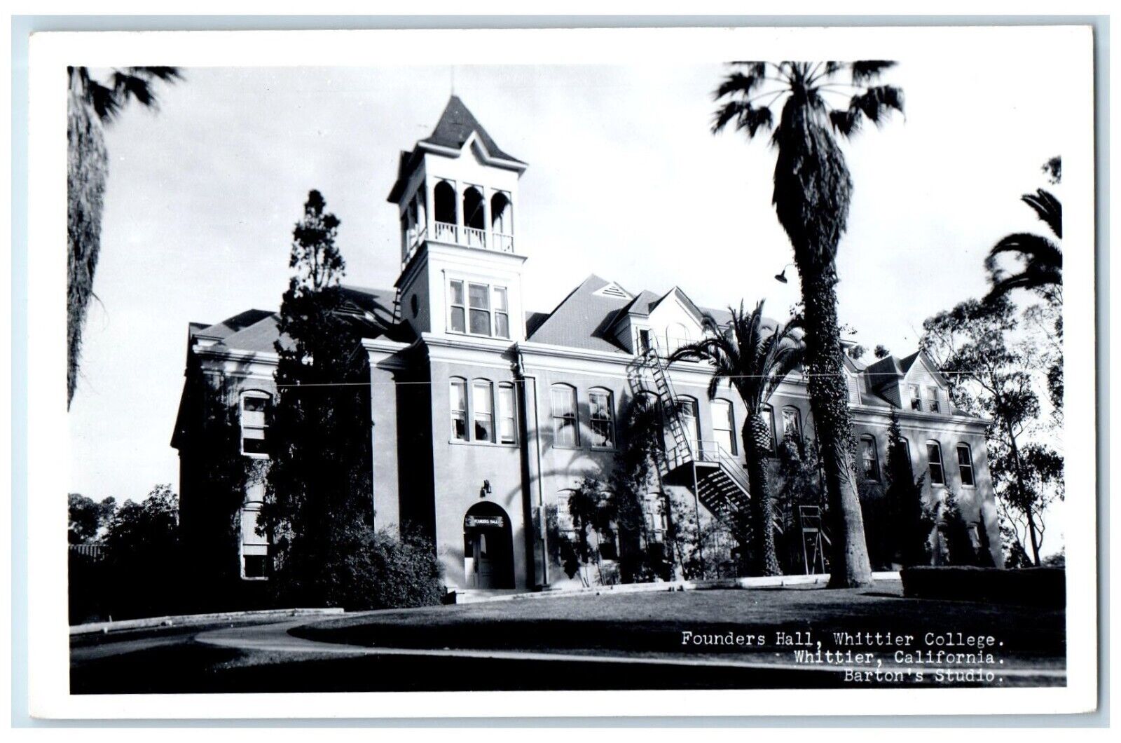 c1950\'s Founders Hall View College Barton Whittier CA RPPC Photo Postcard