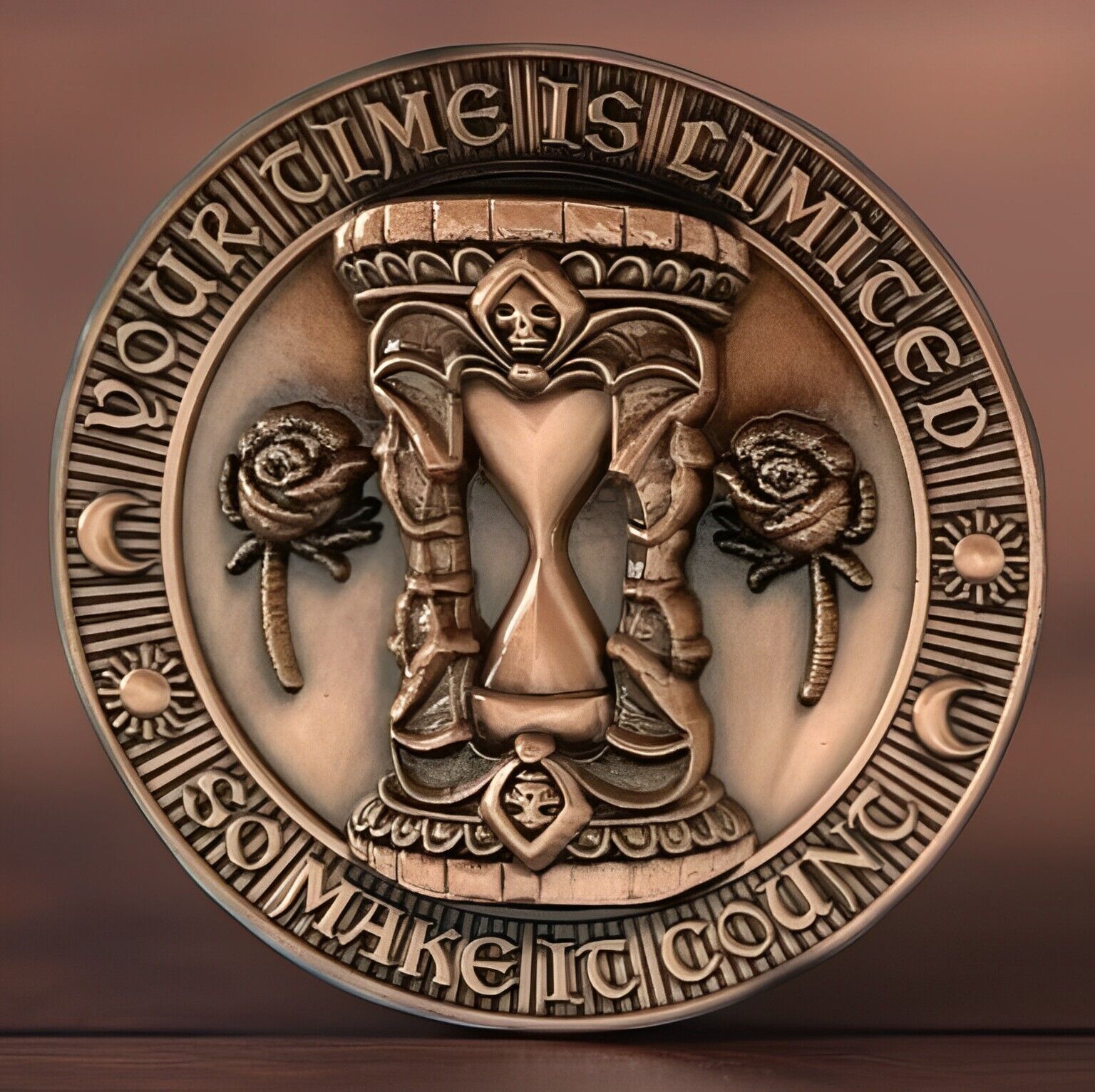 🔥Memento Mori Antique Copper 3D Skull Challenge Coins Stoic Reminder Token