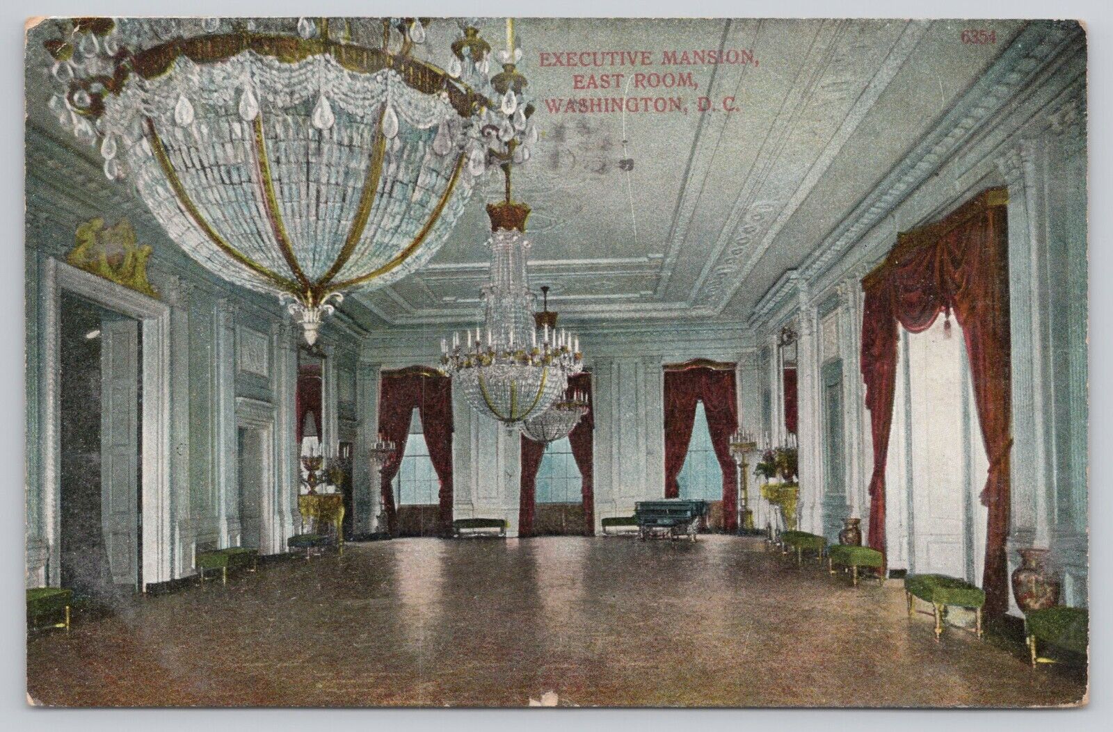 Postcard Executive Mansion, East Room, Washington DC Posted 1910