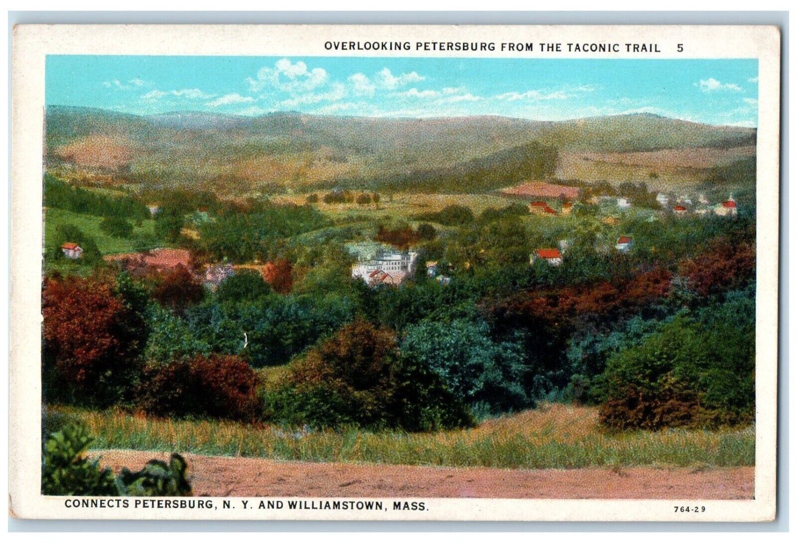 c1930's Overlooking Petersburg From The Taconic Trail Williamstown MA Postcard