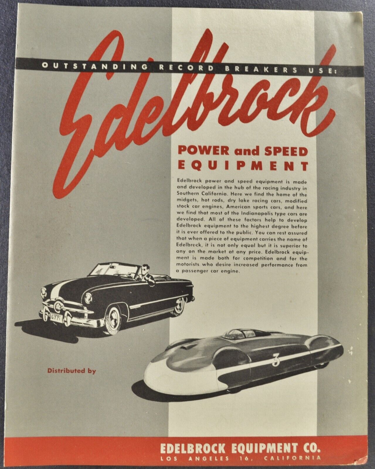 1949-1950 Edelbrock Brochure Ford Lincoln Mercury Flathead V8 Excellent Original