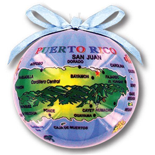 Christmas Ornament Ball - Puerto Rico Souvenir Gift, Individually Boxed