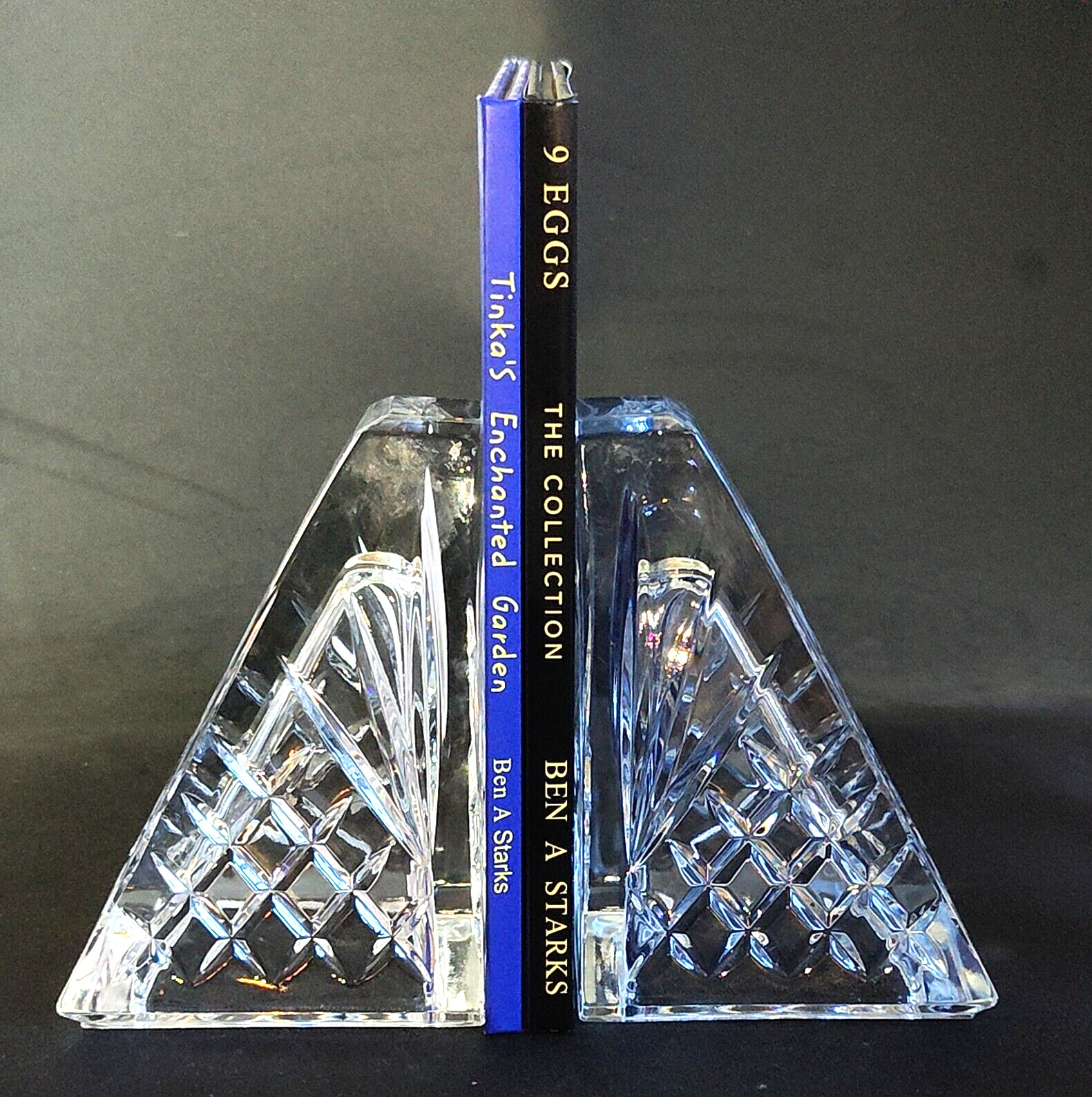 JG DURAND CRYSTAL BOOKENDS, Cut Lead Crystal, Made in France, 2PCS SET