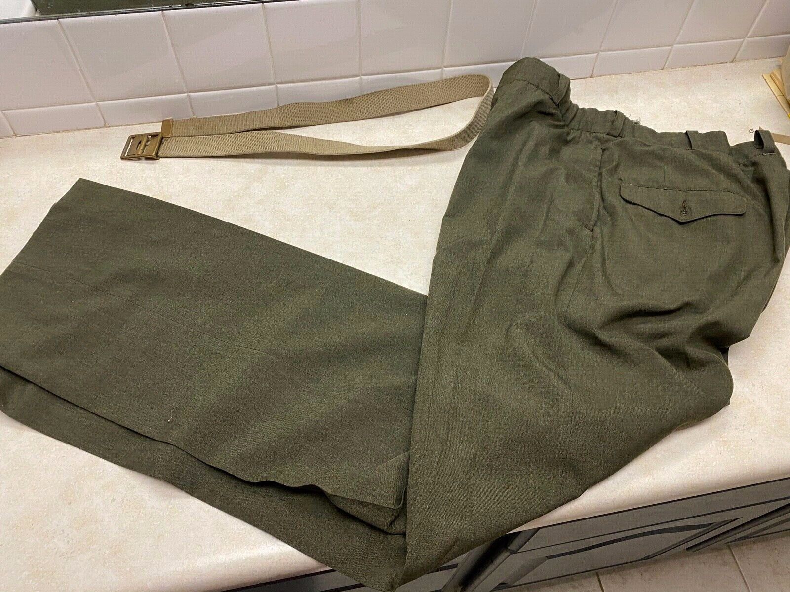 Vintage USMC Marine Corps Dress Green Pants & Web Belt
