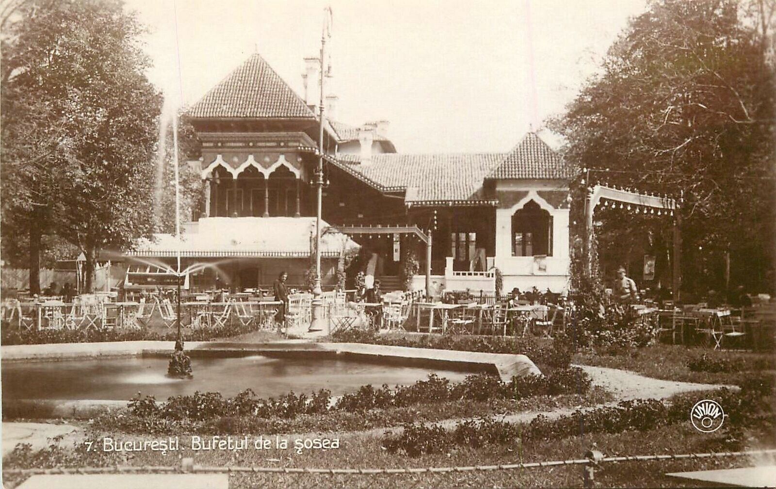 Postcard RPPC 1920s Bucharest Romania restaurant Pavilion 23-11689