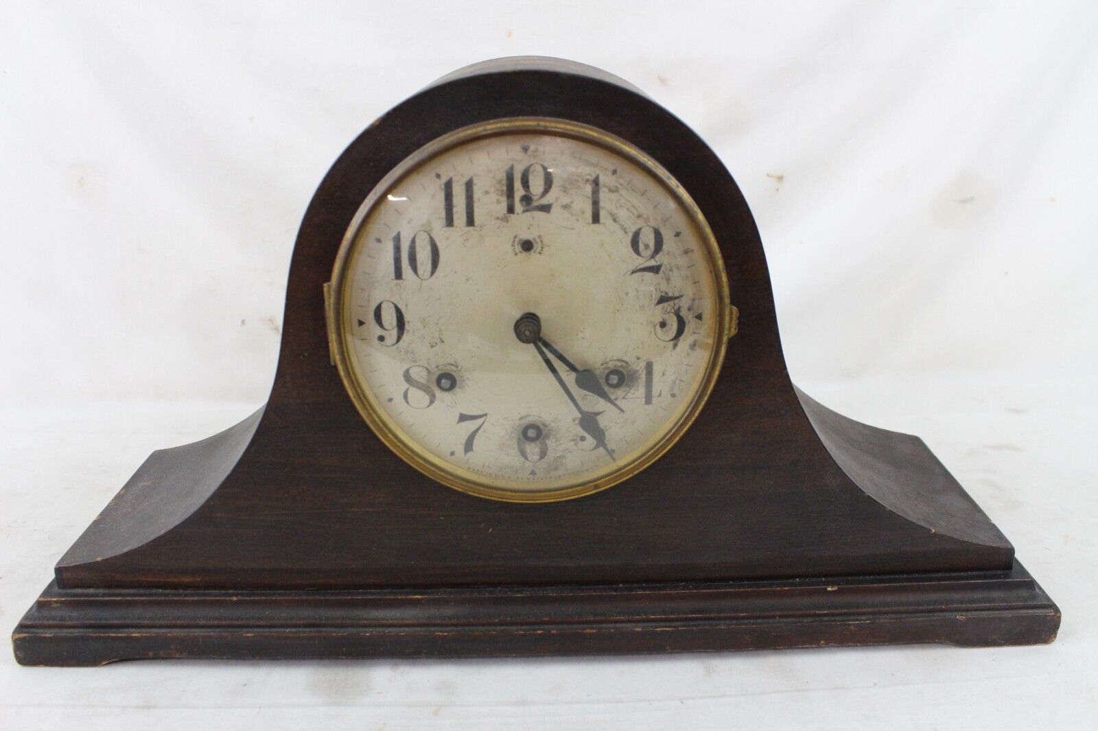 Vintage Antique Waterbury Brown Wooden Mantle Shelf Chime Clock No. 901