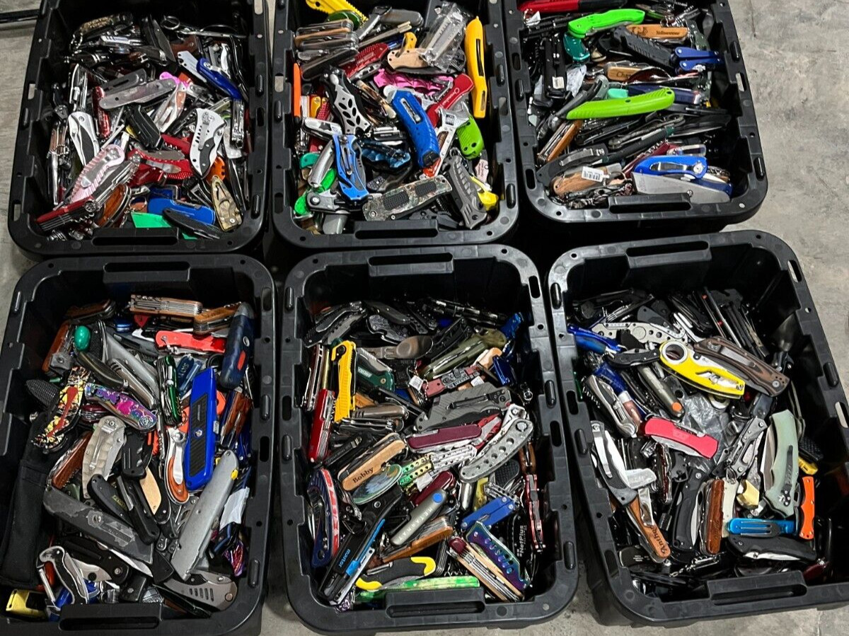 100 Pound Lot Of TSA Folding Pocket Multi Tools Variety Mix Knives Assorted TSA
