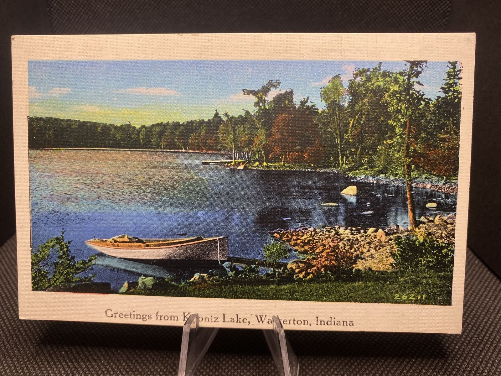 POSTCARD: Koontz Lake Walkerton Indiana Canoe On Lake L5