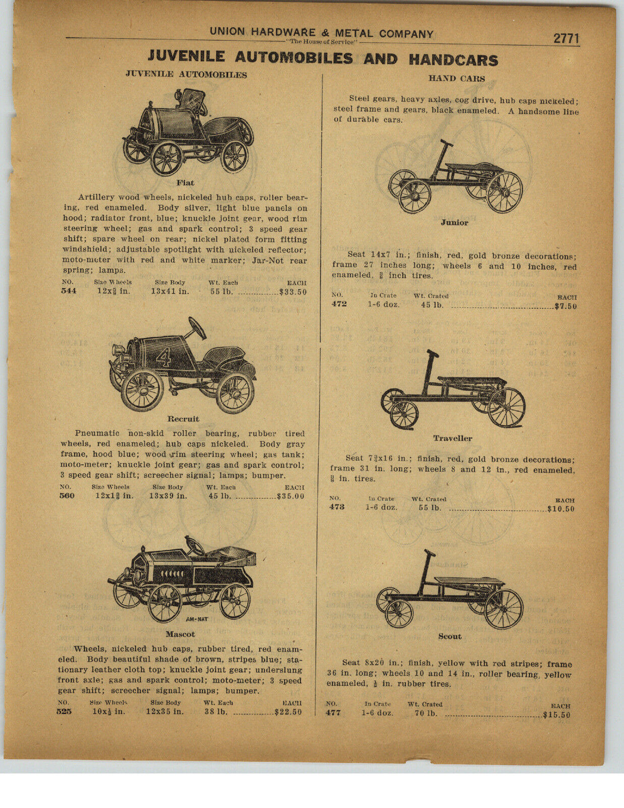 1922 PAPER AD American National Pedal Cars Fiat Recruit Mascot Irish Mail Hand