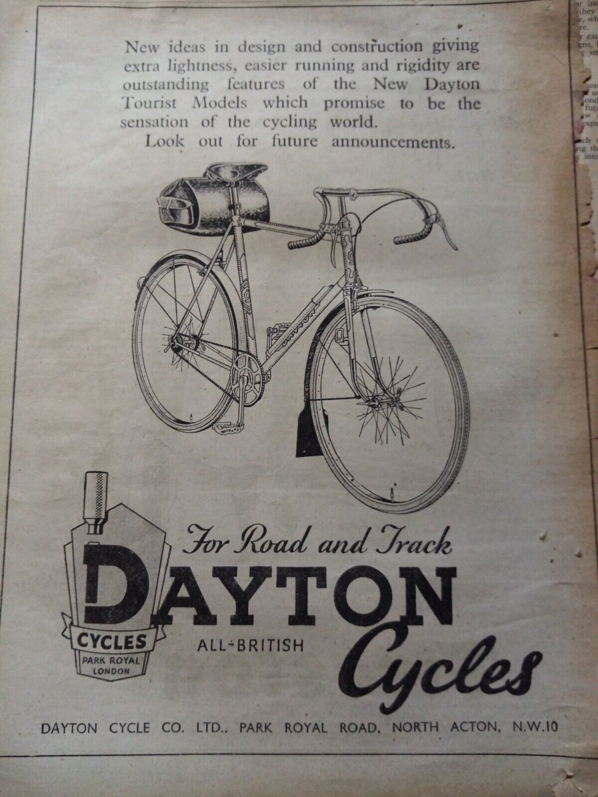 Kvc50  Ephemera 1945 advert dayton cycles 