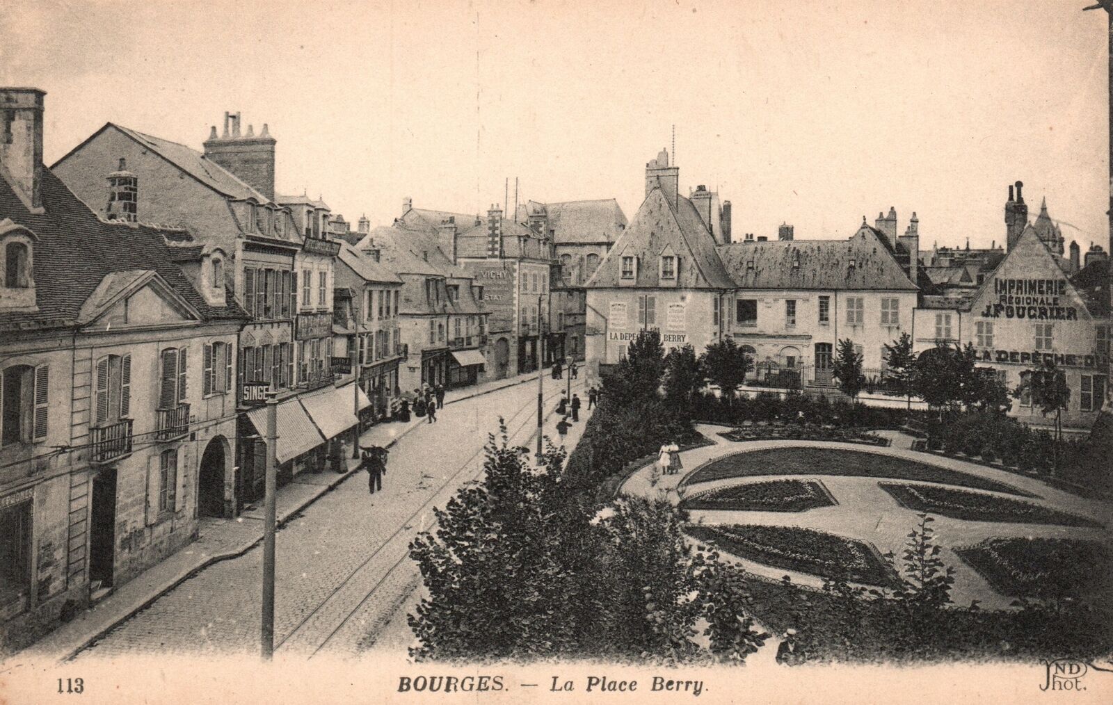 Vintage Postcard Bourges La Place Berry France