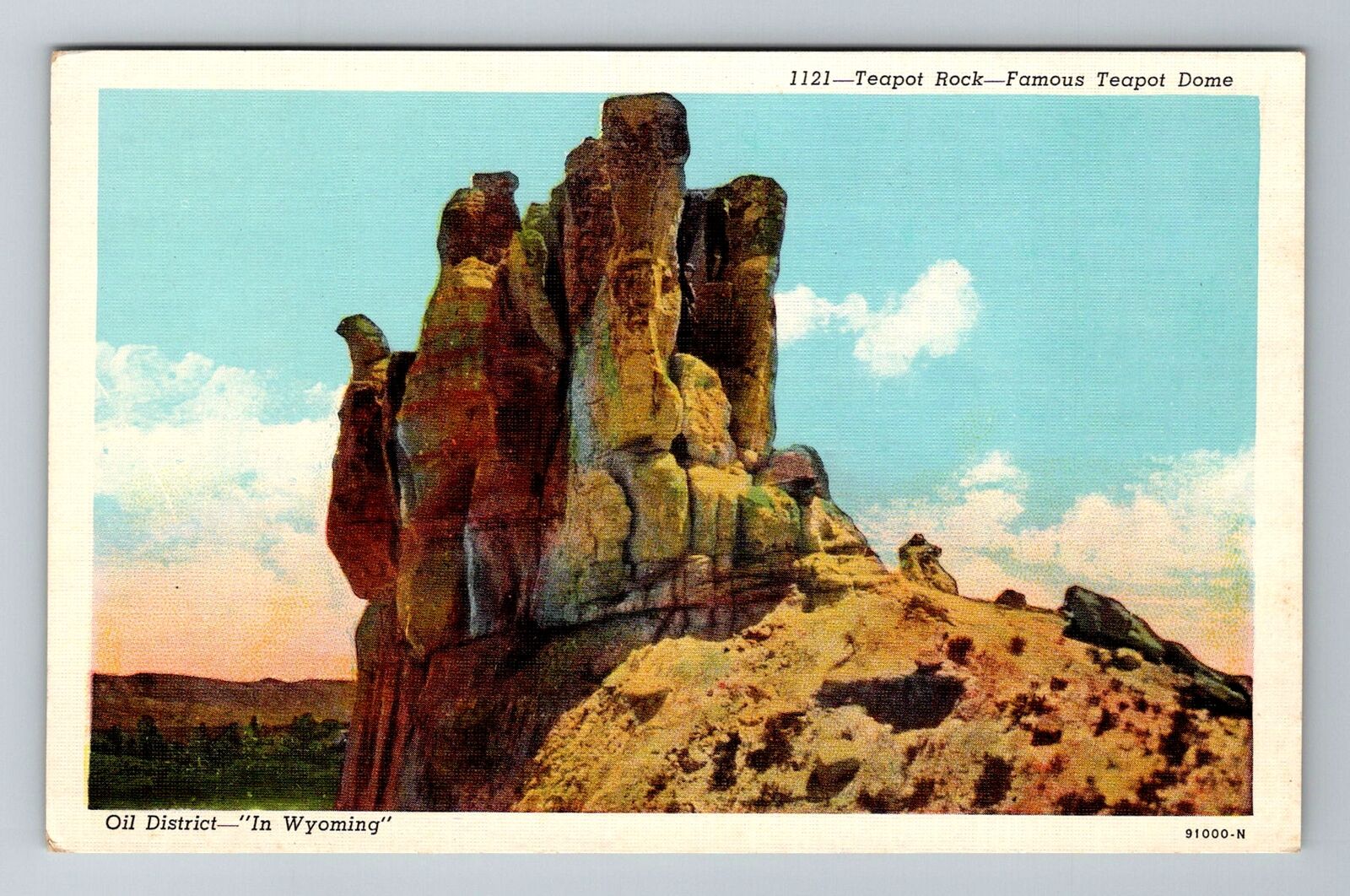 WY-Wyoming, Teapot Rock, Famous Teapot Dome, Antique, Vintage Souvenir Postcard
