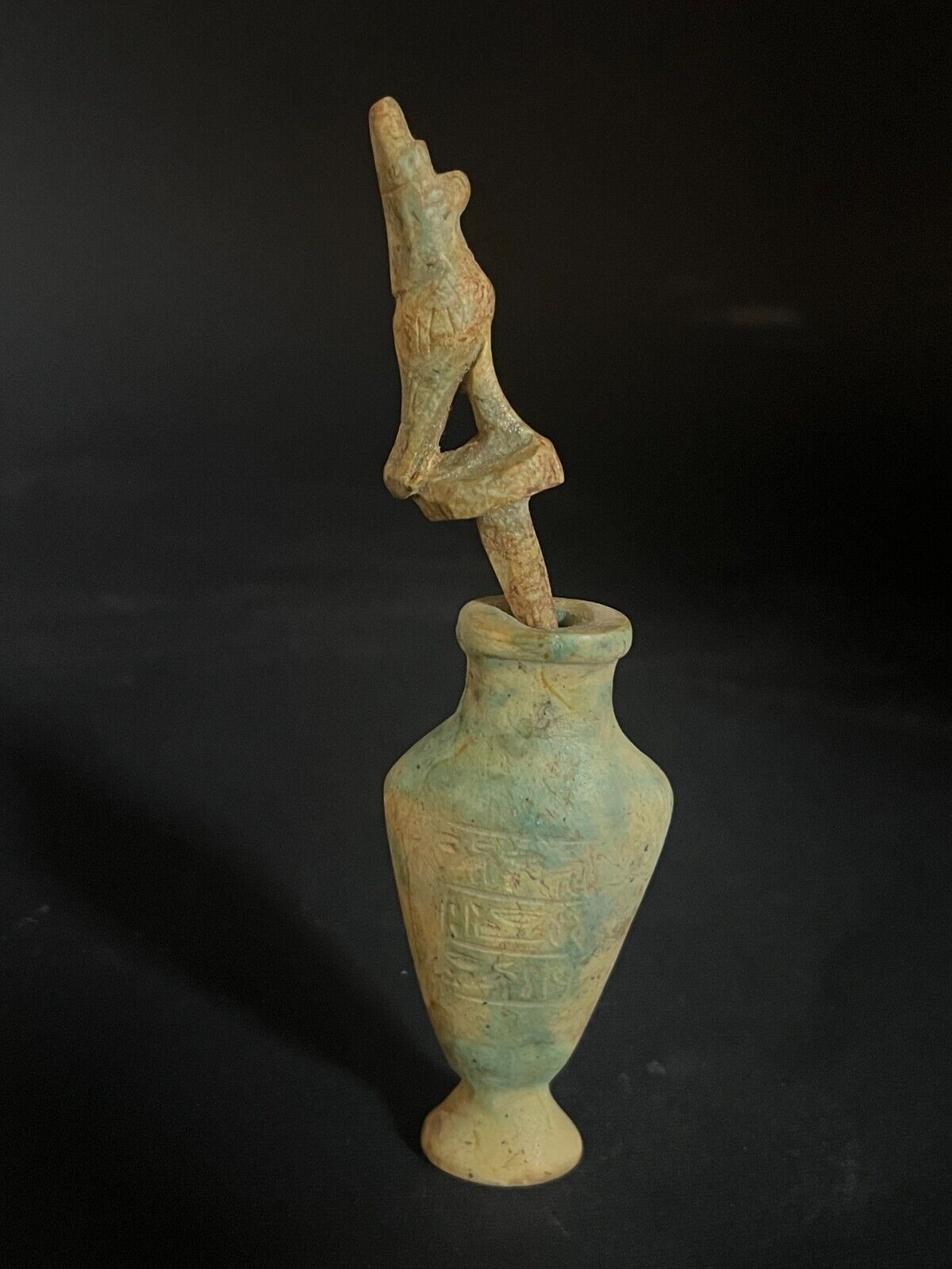 Unique Urn Makhala Vessel With Bastet Cat Rare Ancient Egyptian Antiquities BC
