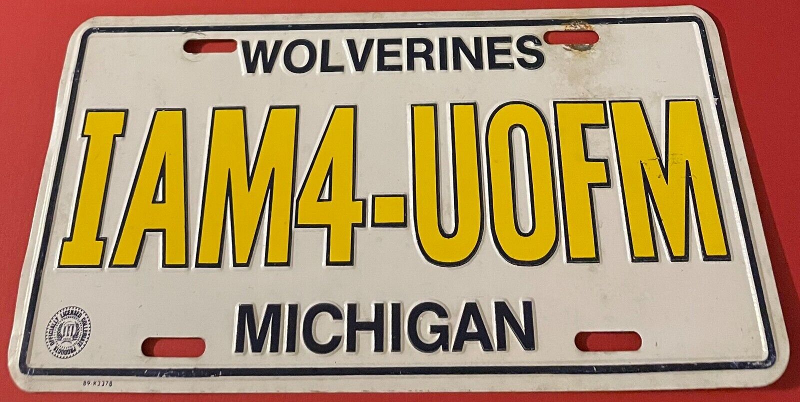 University of Michigan Wolverines Booster License Plate IAM4 UOFM