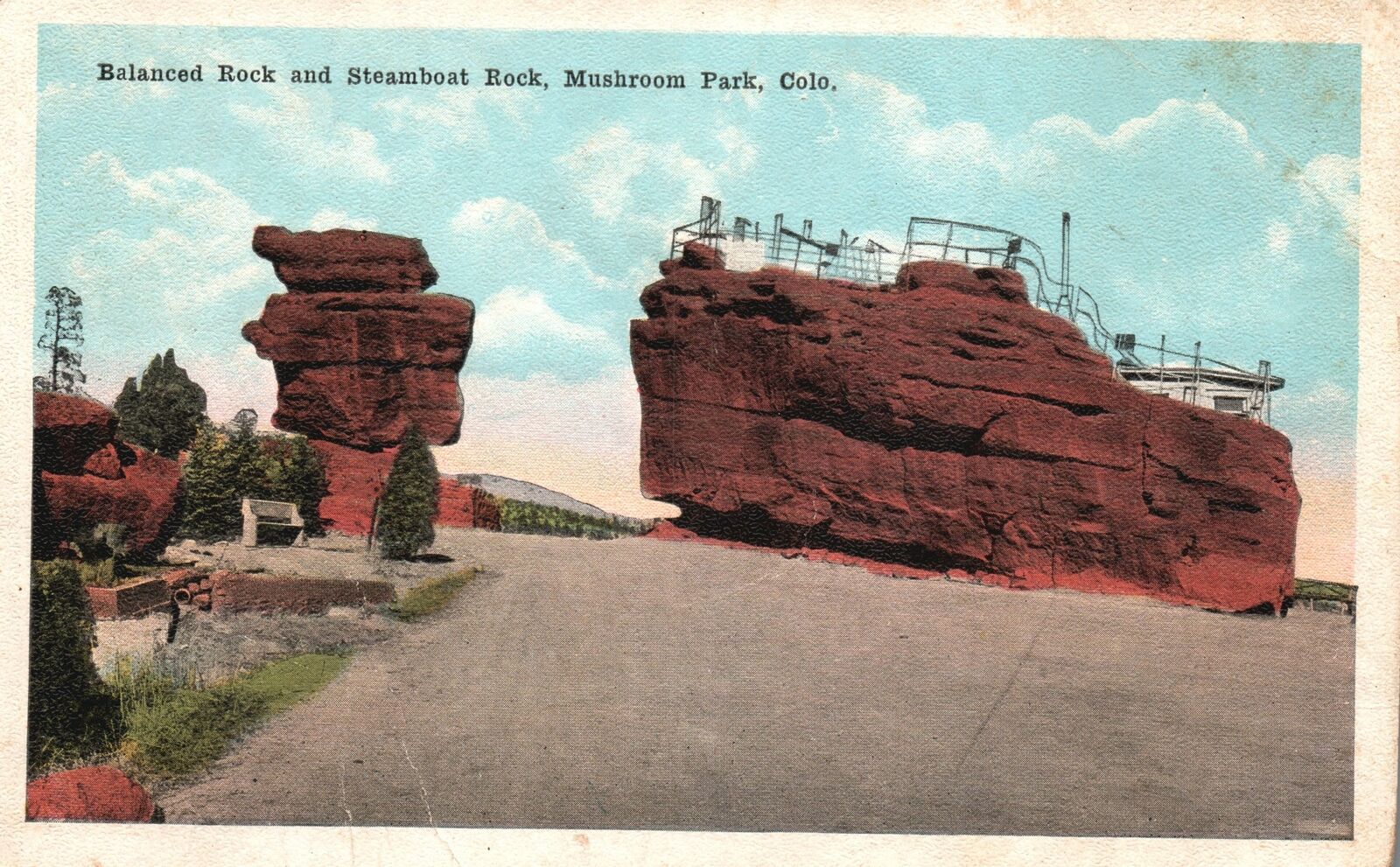 Mushroom Park Colorado, Balanced Rock and Steamboat Rock, Vintage Postcard