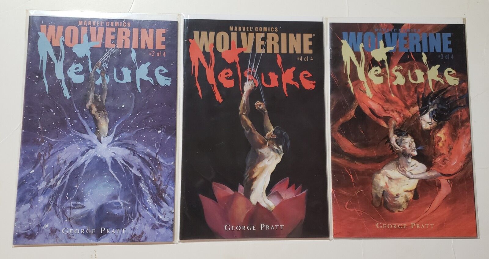 Wolverine Netsuke #2 3 4 RUN 2002-03 Set High-Grade Marvel Lot of 3 NM+ / M SALE