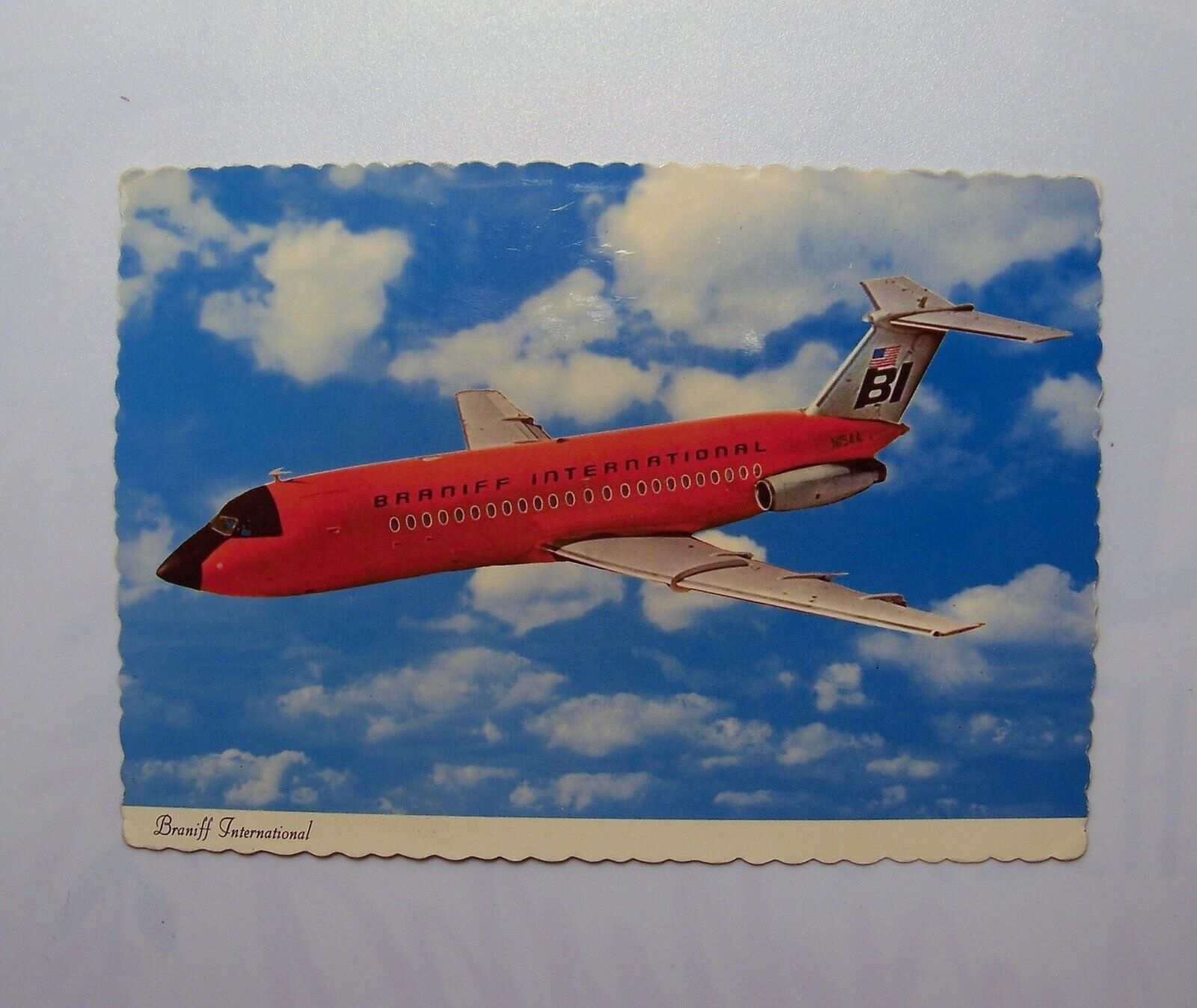 Vtg. Postcard One of Braniff Airlines multi colored fleet of Jets A-13