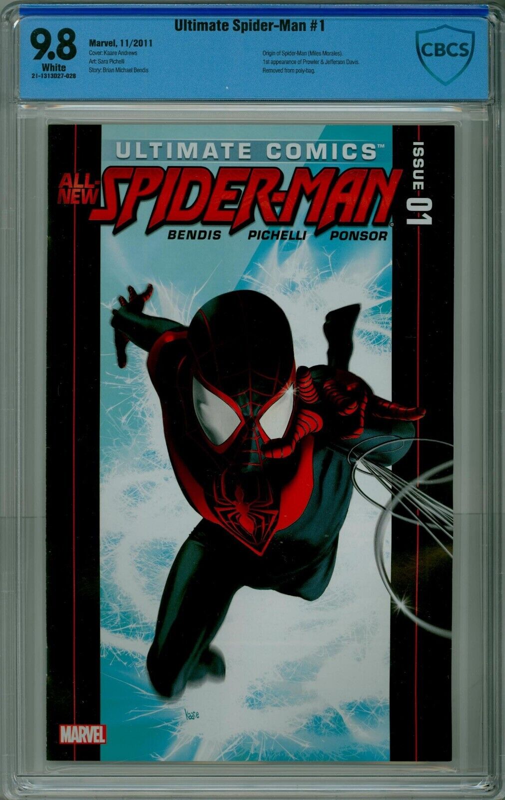 Ultimate comics Spider-Man #1 CBCS 9.8 Origin Miles Morales 21-1313D27-028