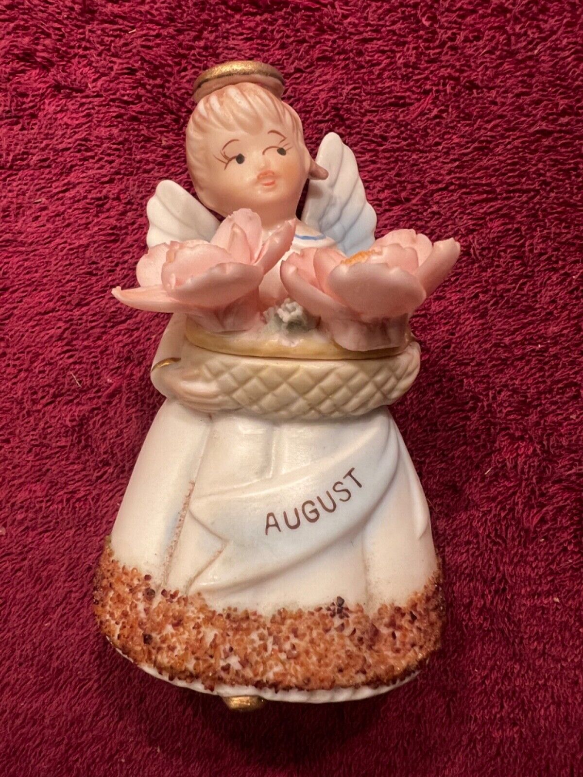 Vintage 1960’s Inarco JAPAN E-2600 August Porcelain Birthday Angel with label