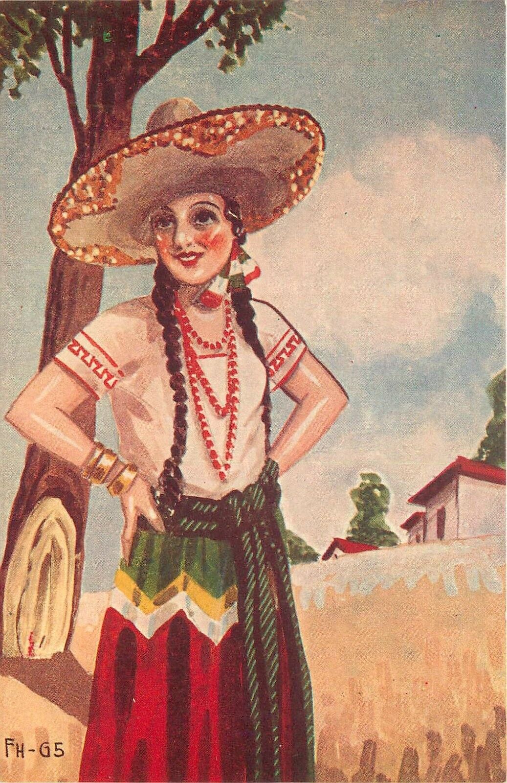 Postcard 1937 Mexican woman native Ethnic Dress Liebig 23-8918