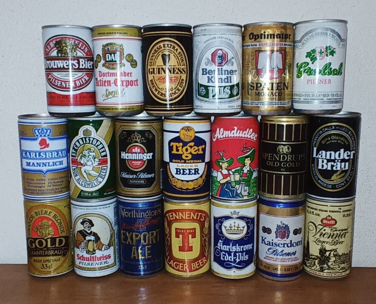 #1 Nice EMPTY set 20 beer cans from Europe from the 80's