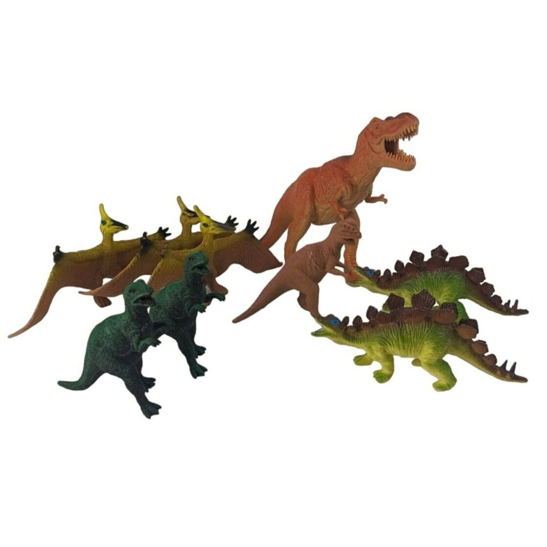 Vintage Boley Dinosaur Lot of 9 Tyrannosaurus Stegosaurus Pteranodon Allosaurus