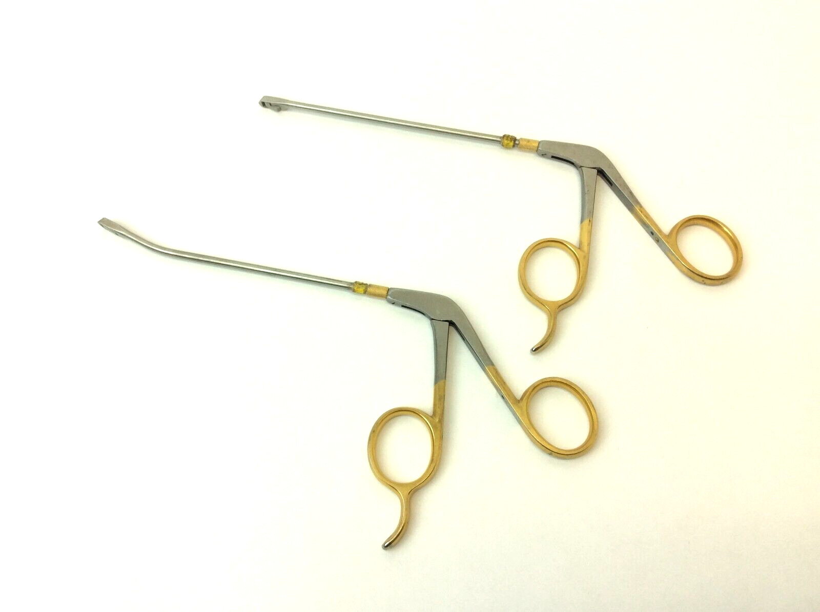 2 Vintage Decorative Grasping Forceps Angled Tools Old Unbranded Stainless Steel