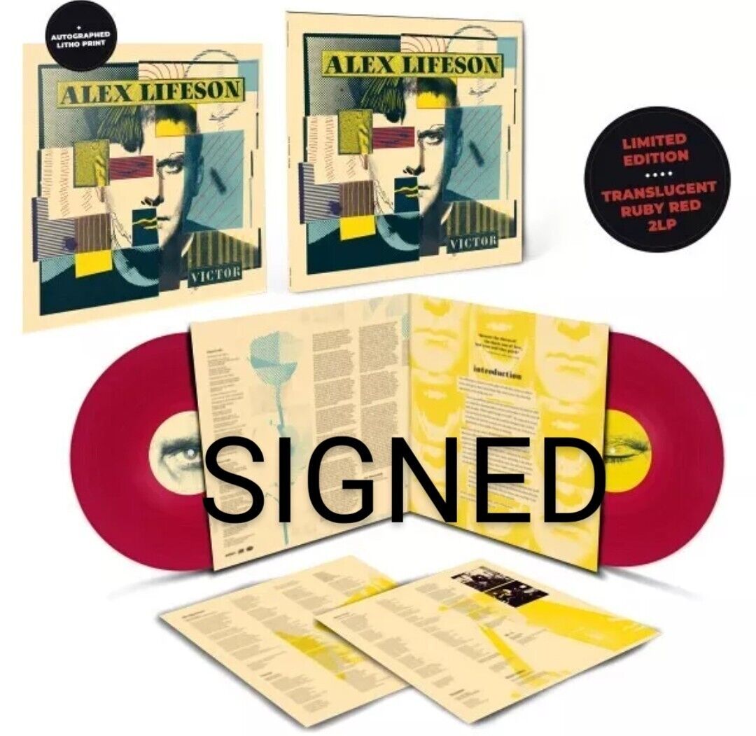 ALEX LIFESON Victor AUTOGRAPHED Backstage Exclusive Ruby Translucent Vinyl RUSH
