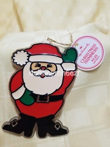 Hallmark 1981 Santa Claus Acrylic Tree Trimmer Christmas Ornament with tag