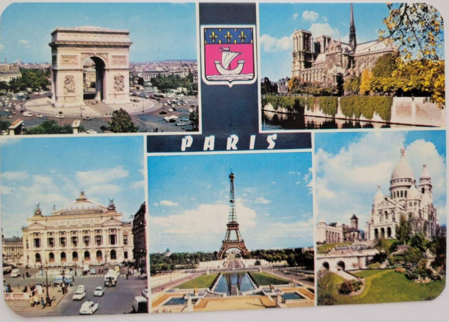 Paris France Multi View Historical Sites Postcard 6X4 Unposted