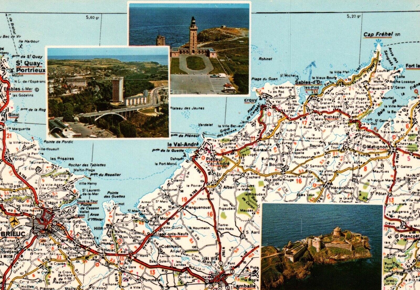 Postcard Les Cotes D’Armor France Map and Buildings