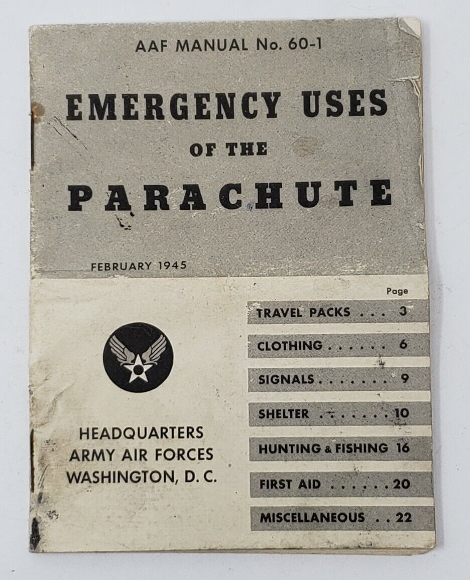 WWII USAAF Emergency Uses of the Parachute 1945 Original